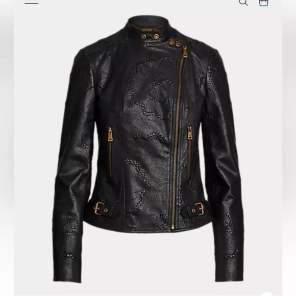 Ralph Lauren Black label  Jacket Leather Moto Biker Black size 4 - Picture 4 of 16